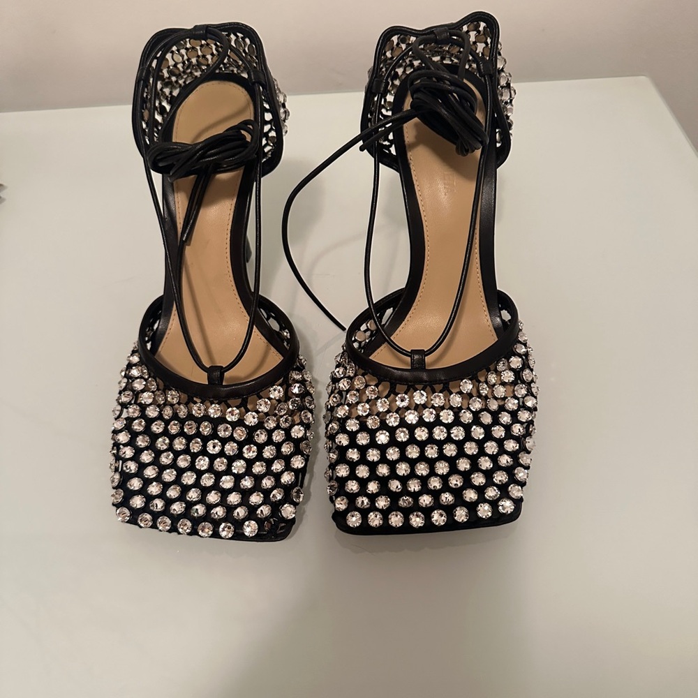 Bottega Veneta Black Rhinestone Heels